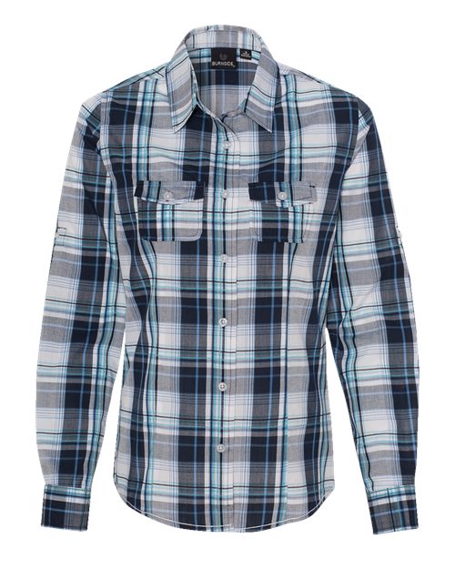 Chemise à manches longues et motifs à carreaux pour femmes