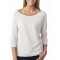 Next Level - T-shirt pour femme en bouclé à manches raglan 3/4 à rebord brut