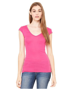 T-shirt sheer col en en V pour femmes